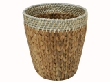 Exquisite Water Hyacinth Waste Basket with Rope Rim - Natural Home Decor